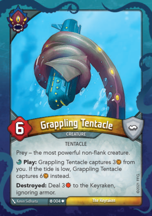 Grappling Tentacle, a KeyForge card illustrated by Kevin Sidharta