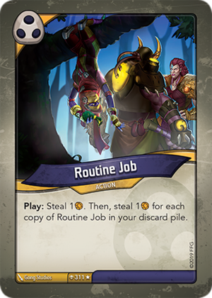 Routine Job, a KeyForge card illustrated by Gong Studios