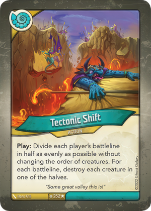 Tectonic Shift, a KeyForge card illustrated by Hans Krill