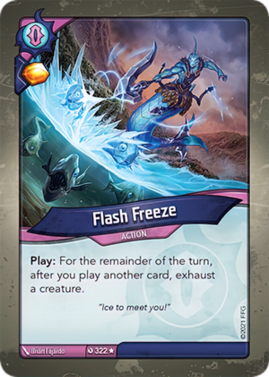 Flash Freeze, a KeyForge card illustrated by Brian Fajardo