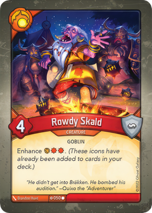 Rowdy Skald, a KeyForge card illustrated by Brandon Hunt