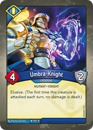 Umbra-Knight, a KeyForge card illustrated by Andreas Zafiratos