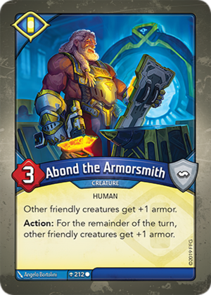 Abond the Armorsmith, a KeyForge card illustrated by Ângelo Bortolini