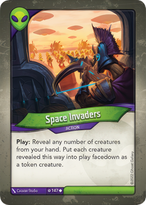 Space Invaders, a KeyForge card illustrated by Caravan Studio