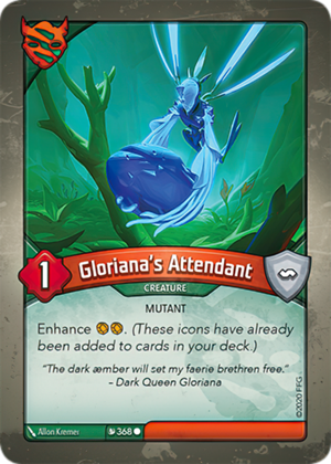 Gloriana’s Attendant, a KeyForge card illustrated by Allon Kremer