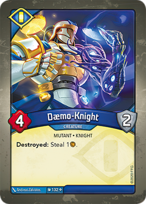 Dæmo-Knight, a KeyForge card illustrated by Andreas Zafiratos