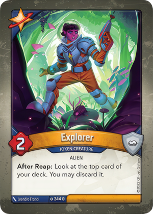 Explorer, a KeyForge card illustrated by Leandro Franci