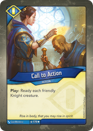 Call to Action, a KeyForge card illustrated by Caio Monteiro