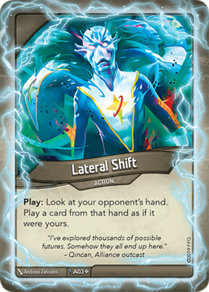 Lateral Shift (Anomaly), a KeyForge card illustrated by Andreas Zafiratos