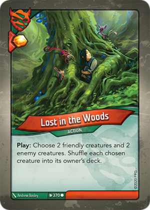 Lost in the Woods, a KeyForge card illustrated by Andrew Bosley