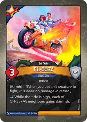 CH-337A (Evil Twin), a KeyForge card illustrated by Konstantin Turovec