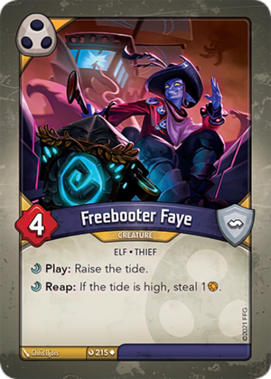 Freebooter Faye, a KeyForge card illustrated by Chris Bjors