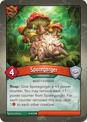 Sporegorger, a KeyForge card illustrated by Adam Vehige