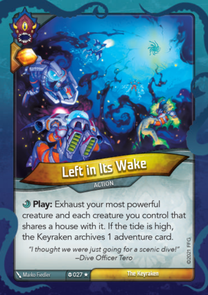Left in Its Wake, a KeyForge card illustrated by Marko Fiedler