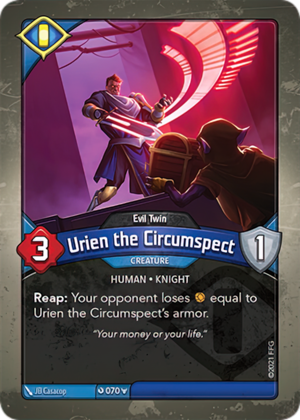 Urien the Circumspect (Evil Twin), a KeyForge card illustrated by JB Casacop