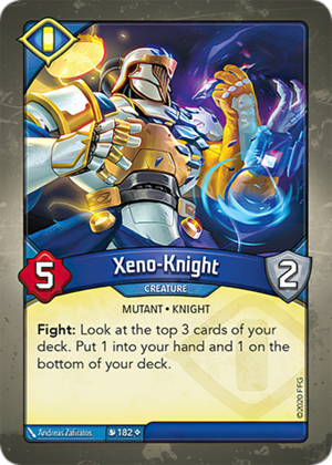 Xeno-Knight, a KeyForge card illustrated by Andreas Zafiratos