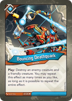 Bouncing Deathquark, a KeyForge card illustrated by Jason Juta