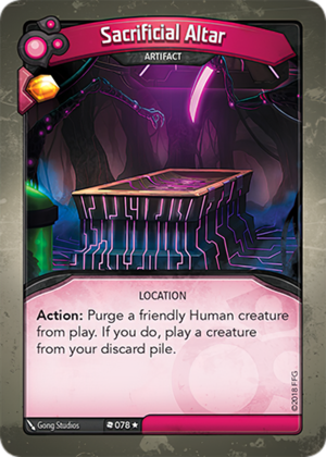 Sacrificial Altar, a KeyForge card illustrated by Gong Studios