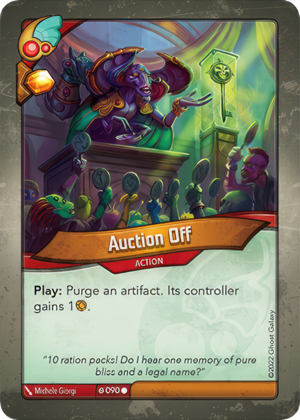 Auction Off, a KeyForge card illustrated by Michele Giorgi