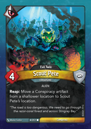 Scout Pete (Evil Twin), a KeyForge card illustrated by Marko Fiedler