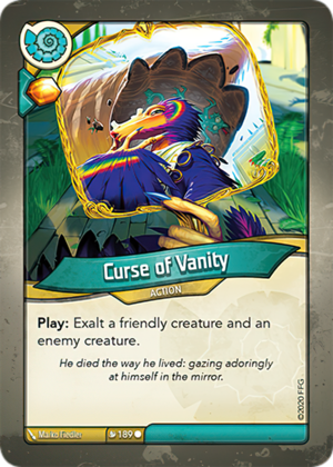 Curse of Vanity, a KeyForge card illustrated by Marko Fiedler