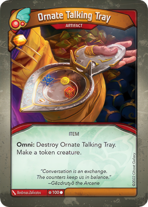 Ornate Talking Tray, a KeyForge card illustrated by Andreas Zafiratos