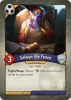 Selwyn the Fence, a KeyForge card illustrated by Gizelle Karen Baluso
