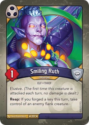 Smiling Ruth, a KeyForge card illustrated by David Auden Nash