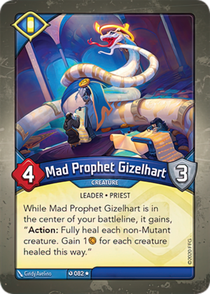 Mad Prophet Gizelhart, a KeyForge card illustrated by Cindy Avelino