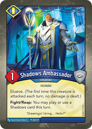 Shadows Ambassador, a KeyForge card illustrated by David Auden Nash