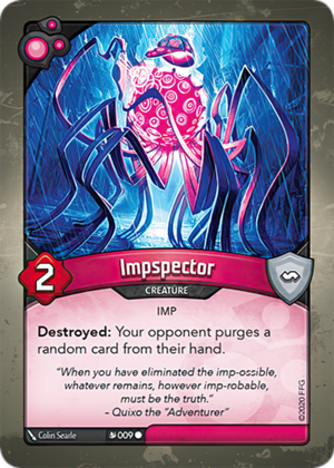 Impspector, a KeyForge card illustrated by Colin Searle