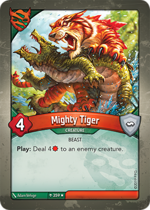 Mighty Tiger, a KeyForge card illustrated by Adam Vehige