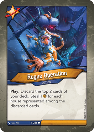 Rogue Operation, a KeyForge card illustrated by Hans Krill