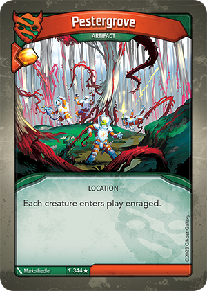 Pestergrove, a KeyForge card illustrated by Marko Fiedler