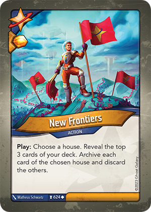 New Frontiers, a KeyForge card illustrated by Matheus Schwartz