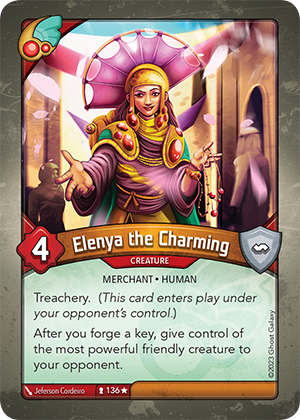 Elenya the Charming, a KeyForge card illustrated by Jeferson Cordeiro