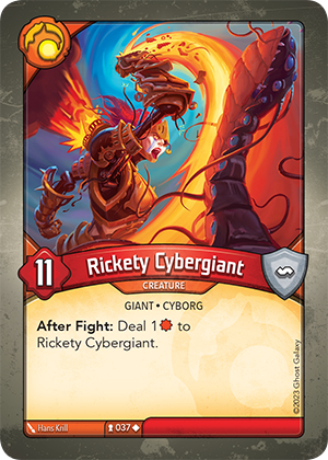Rickety Cybergiant, a KeyForge card illustrated by Hans Krill