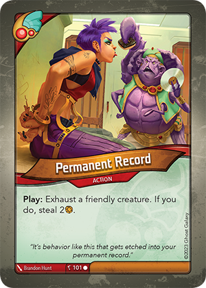 Permanent Record, a KeyForge card illustrated by Brandon Hunt