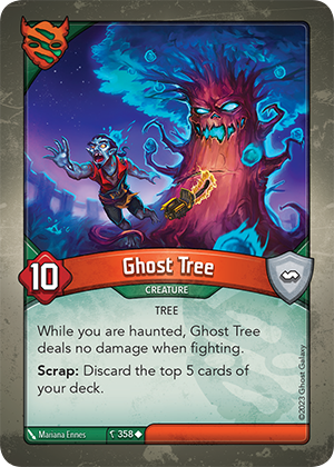 Ghost Tree, a KeyForge card illustrated by Mariana Ennes