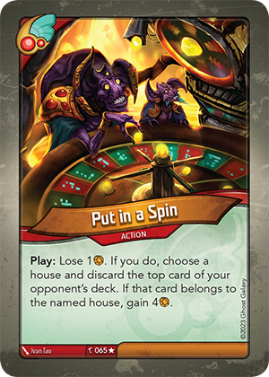 Put in a Spin, a KeyForge card illustrated by Ivan Tao