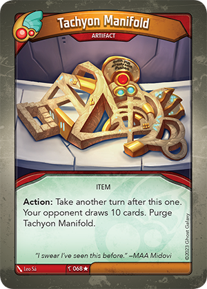 Tachyon Manifold, a KeyForge card illustrated by Leo Sá