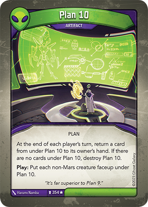 Plan 10, a KeyForge card illustrated by Harumi Namba
