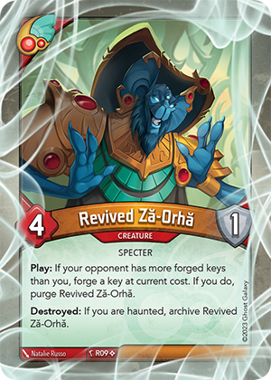 Revived Ză-Orhă, a KeyForge card illustrated by Natalie Russo