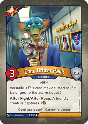 Com. Officer Palik, a KeyForge card illustrated by Scott Schomburg