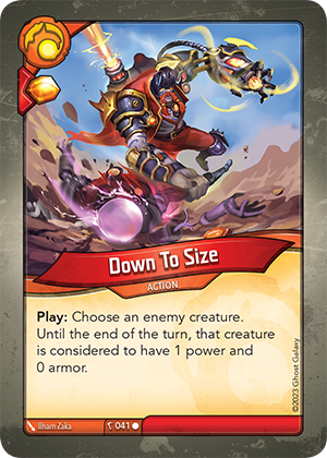 Down To Size, a KeyForge card illustrated by Ilham Zaka