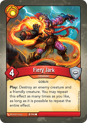 Fiery Jark, a KeyForge card illustrated by Michele Giorgi