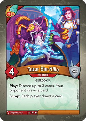 Tutor Bin-Rillo, a KeyForge card illustrated by Diego Machuca