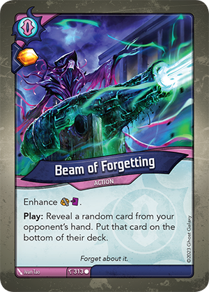 Beam of Forgetting, a KeyForge card illustrated by Ivan Tao