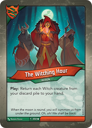 The Witching Hour, a KeyForge card illustrated by Natalie Russo