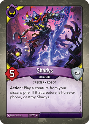 Shadys, a KeyForge card illustrated by Kevin Sidharta